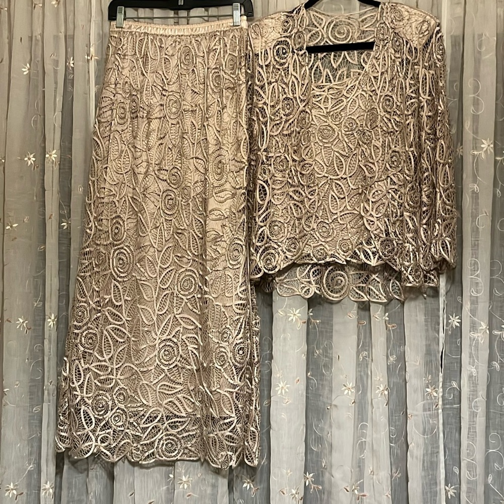 Soulmates 3 piece Set  Skirt Top Jacket 100% Silk Size L